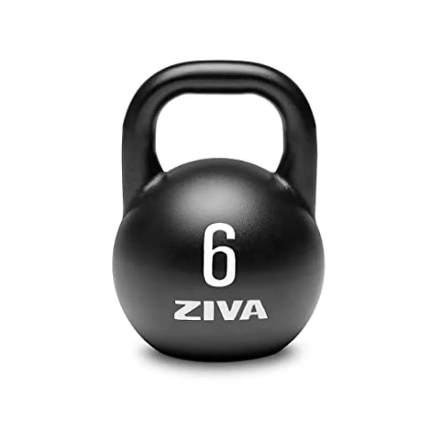 Kettlebell da competizione in acciaio per allenamento funzionale, struttura in acciaio nera con accenti rossi, rivestimento in polvere resistente alle crepe.