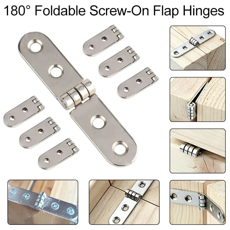 180 Degree 2pcs Foldable Hinge Flap Screw-On Hinges For Sewing Machine Cabinet Rounded Corner Buffer Hinge Furniture Hardware