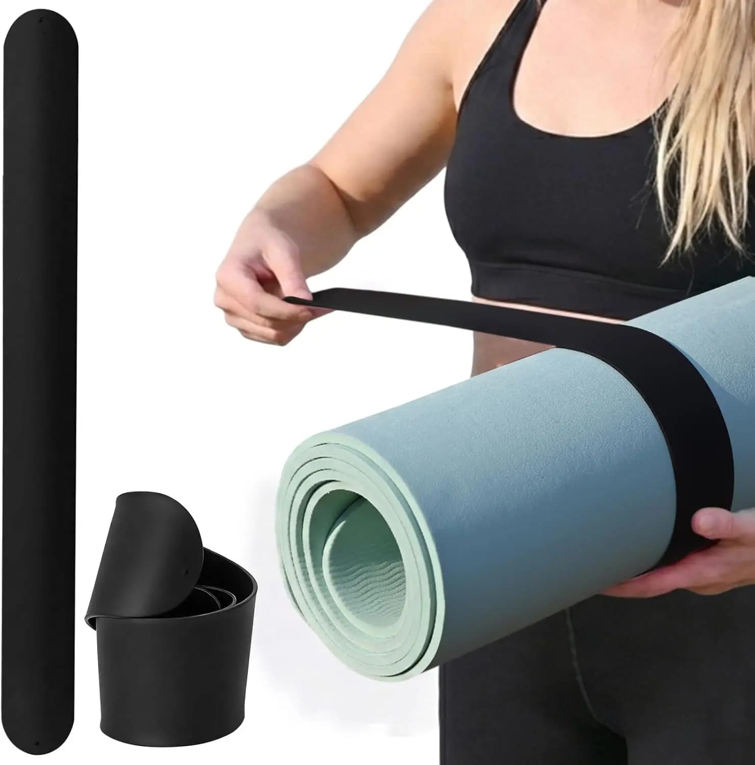 Durable yoga mat strap, elastic band organizer for training and fitness (50 cm long x 5 cm wide)