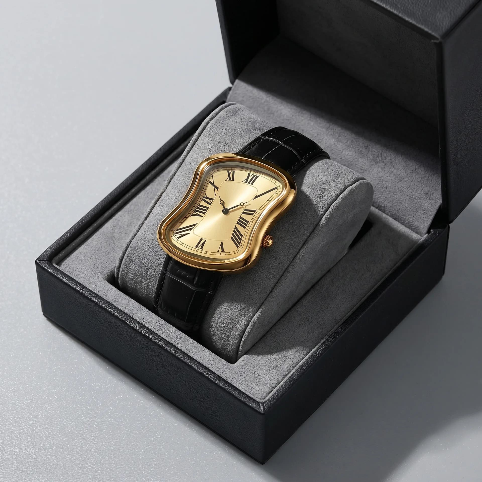 Unique Twisted Case Oval leather Quartz Watch Men Personalize Design Dpecial High Quality Creative Medieval Old Steel Men Clock