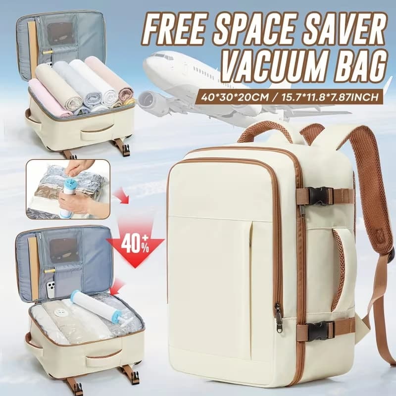 Ryanair Borsa da cabina 40x30x20 cm Zaino da viaggio sottosella, Zaino da trekking per uomo all'aperto con sacchetto sottovuoto separato + Sigillatrice sottovuoto