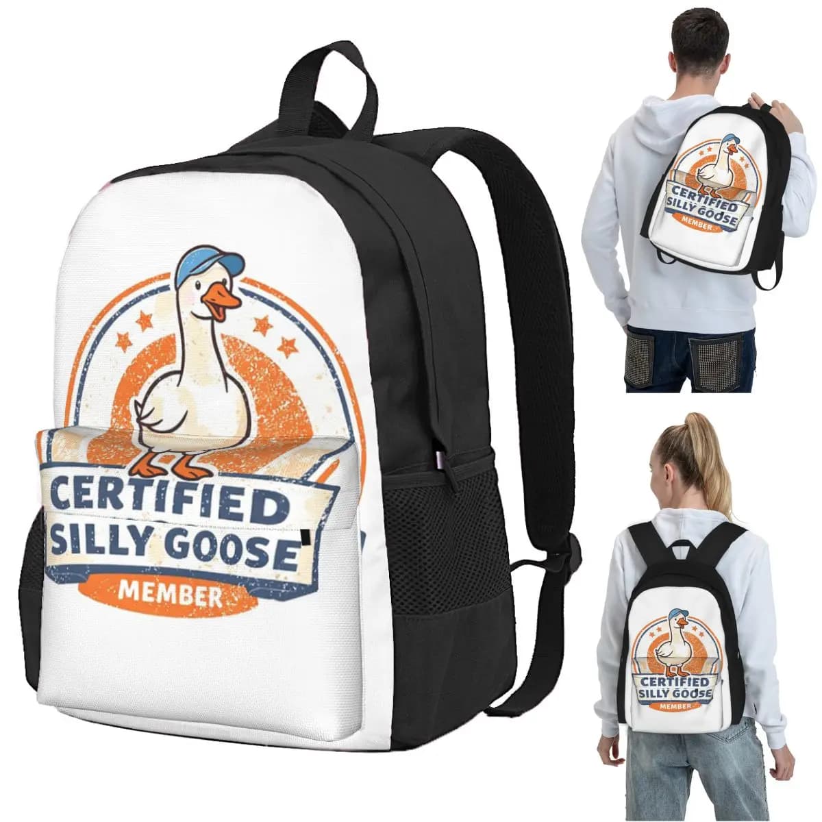 Zaino Certificato Silly Goose, Borsa Scolastica per Studenti, Zaino per Computer, Borsa a Tracolla per Ragazzi e Ragazze