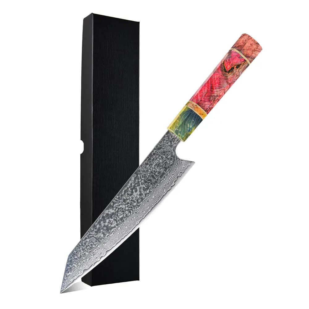 Kiritsuke knife casual handle 67 layers blade in steel damasco mannaia from cook slice kitchen knives to cut meat vegetables