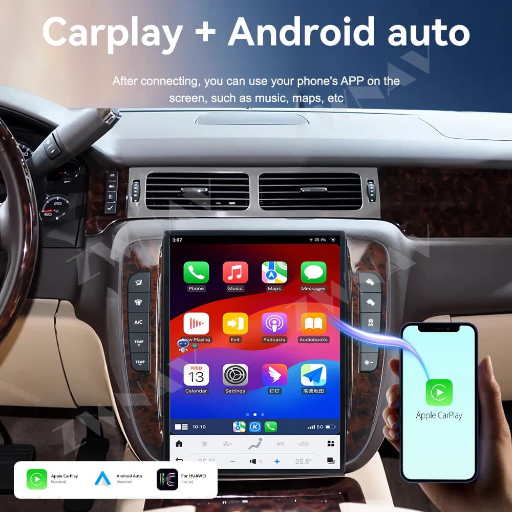 Touch Screen da 13.8 pollici Carplay Autoradio Per GMC Yukon 2007-2013 Android 13 Lettore multimediale di navigazione GPS Auto Stereo Radio