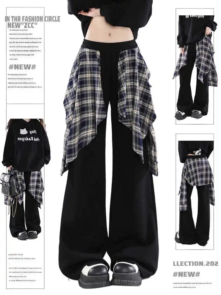 Women's Black Gothic Baggy Y2k Jeans Harajuku Oversize Denim Trousers Japanese 2000s Style Vintage Jean Pants Emo Trashy Clothes