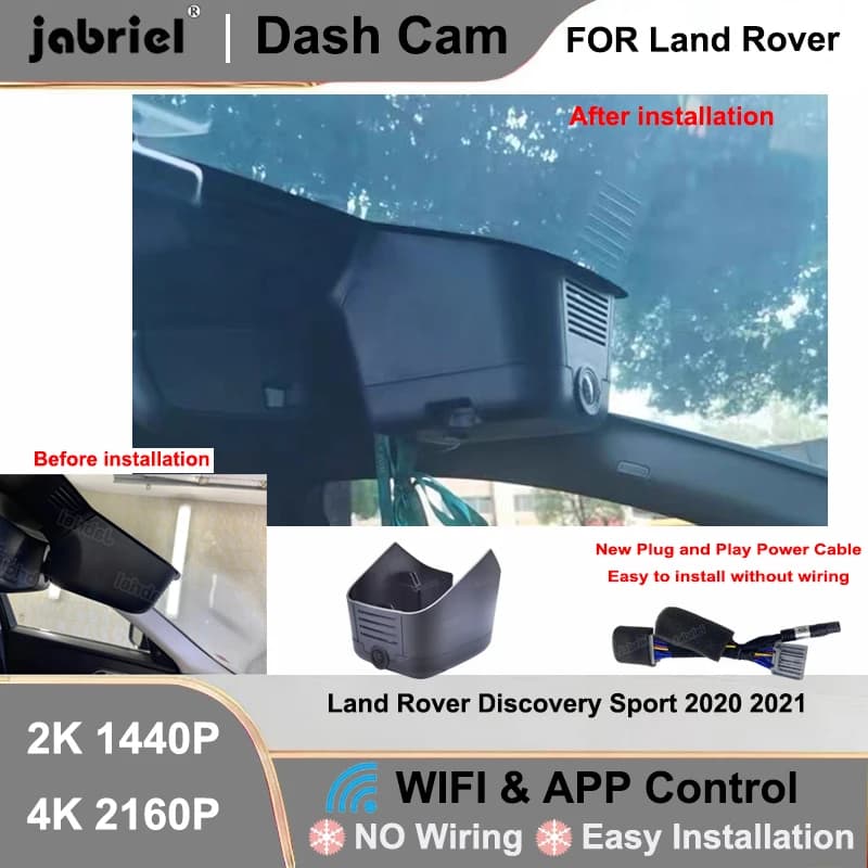 Telecamera per Cruscotto Anteriore e Posteriore per Land Rover Discovery Sport 2020 2021 2022, DVR 2K 4K Wifi Plug and Play, Registratore Video