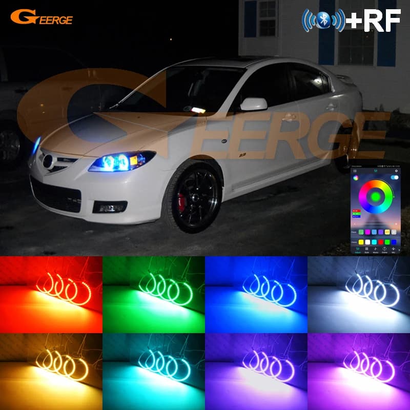 Per Mazda 3 Mazda3 BK 2003 2004 2005 2006 2007 2008 App Bluetooth Multi Colore Ultra Luminoso RGB LED Angel Eyes Kit Halo Anelli