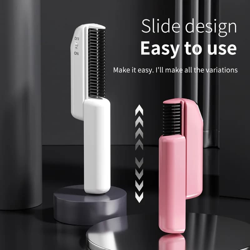New LCD MINI mini hair straightening comb negative ion hair straightener lazy rechargeable wireless curling portable comb