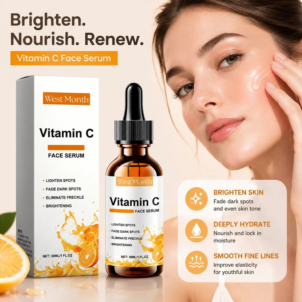 Vitamin C Retinol Serum Dark Spot Remover Moisturizing Repair Anti-aging Essence Facial Skin Care 30ml Brighten Repair Skin Care