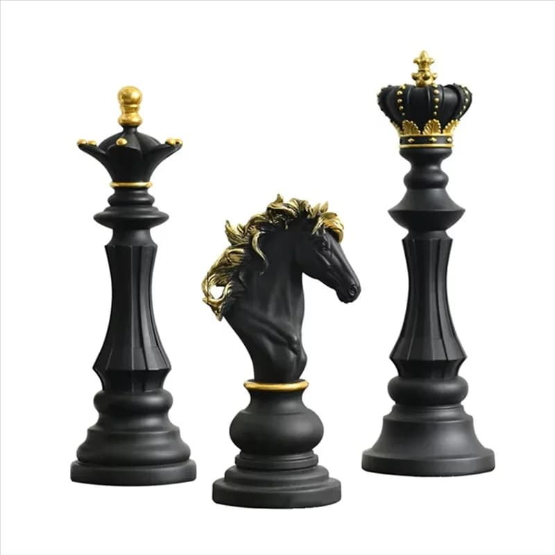 Chess Statue Decor Set Queen Knight Kingly Chess Piece Decor Sculpture Ornament For Home House Office Arrangement Gift