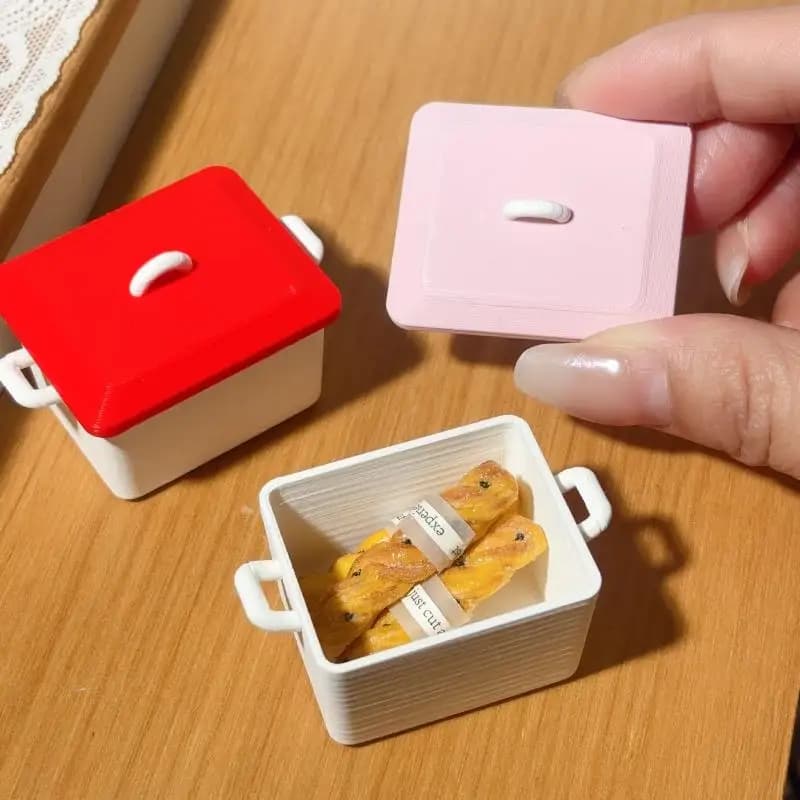 1 Pezzo Miniatura 1/12 per Casa delle Bambole, Scatola per Pancake con Coperchio, Accessori da Cucina per Decorazione Casa delle Bambole, Giocattolo Regalo per Bambini