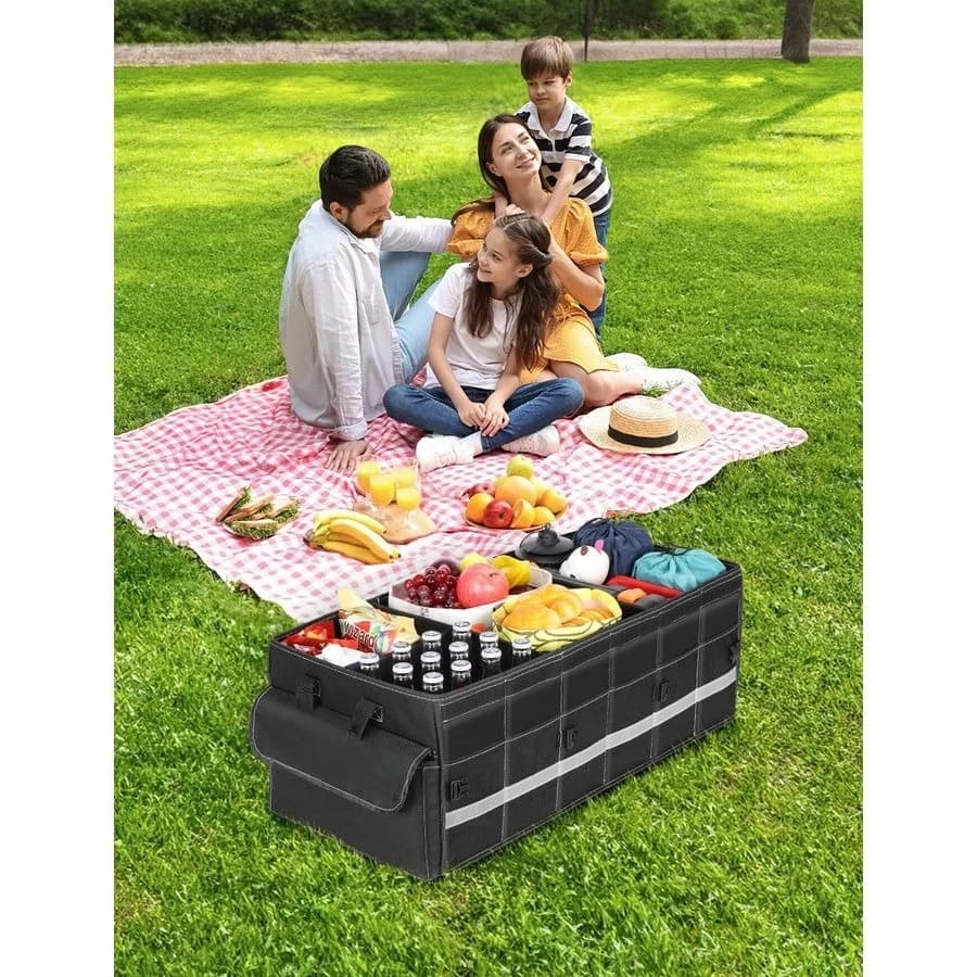 Organizer per Bagagliaio Auto SUV 75L Pieghevole con 4 Scomparti, Accessorio Auto per Uomo e Donna