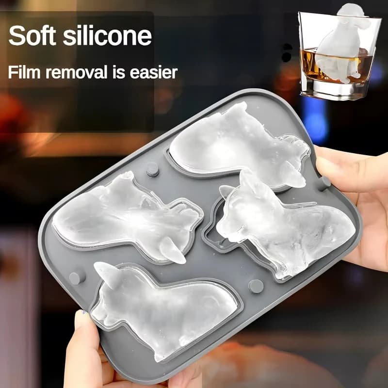 Stampo Creativo 4 in 1 in Silicone a Forma di Cucciolo per Cubetti di Ghiaccio con Imbuto, Senza BPA, per Alimenti, Vassoio Fai-da-te per Ghiaccio per Whisky, Bar Domestico, Idea Regalo