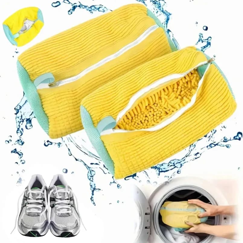 Sacchetto in rete resistente per lavare le scarpe con cerniera, interno soffice, protegge le sneakers e le scarpe casual in lavatrice, asciugatrice, organizer da viaggio e per riporre.