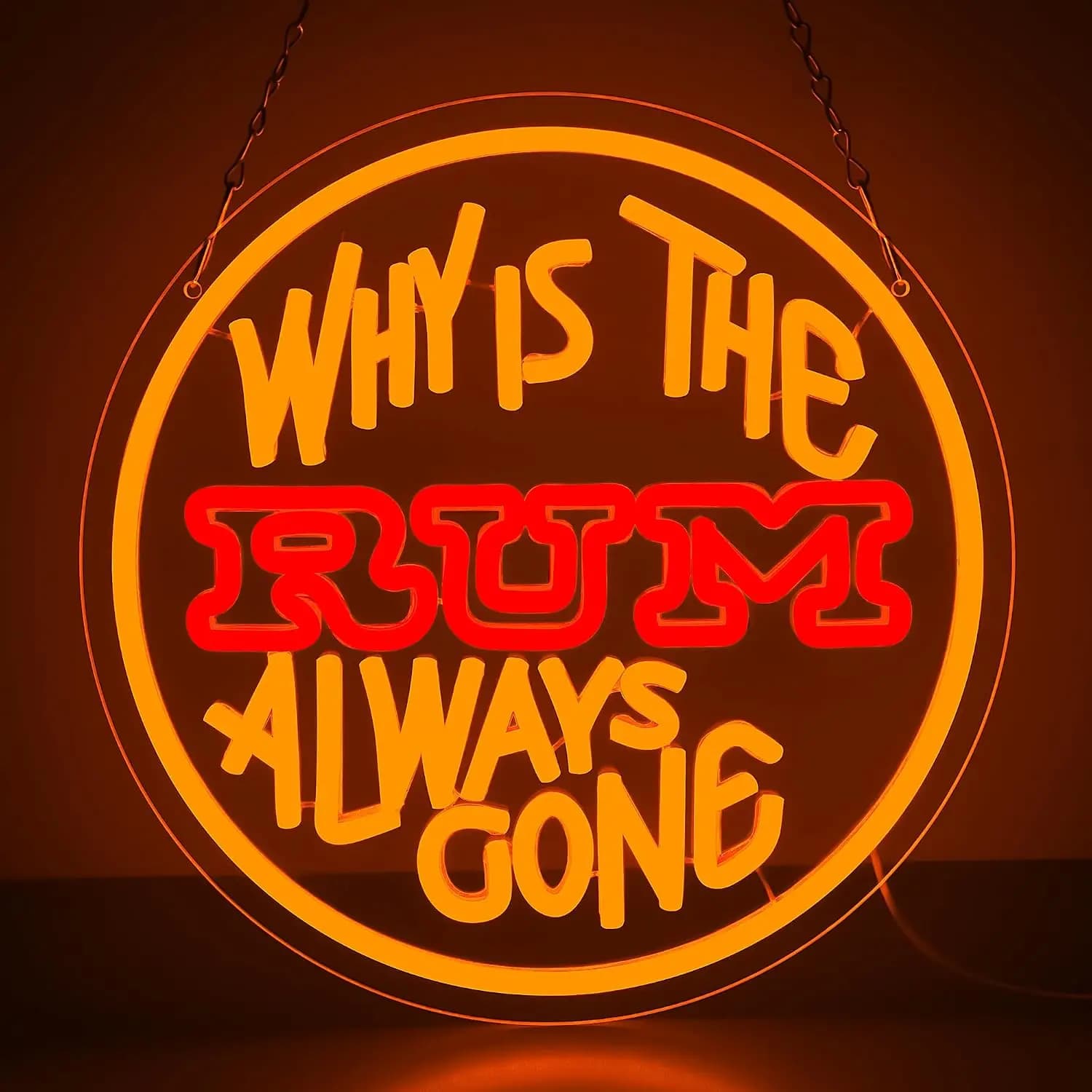 Why Is The Rum Always Gone Round LED Neon Sign USB Neon Light,Christmas Bar Wall Decor Lamp,Home Man Cave Party Decoration Gift