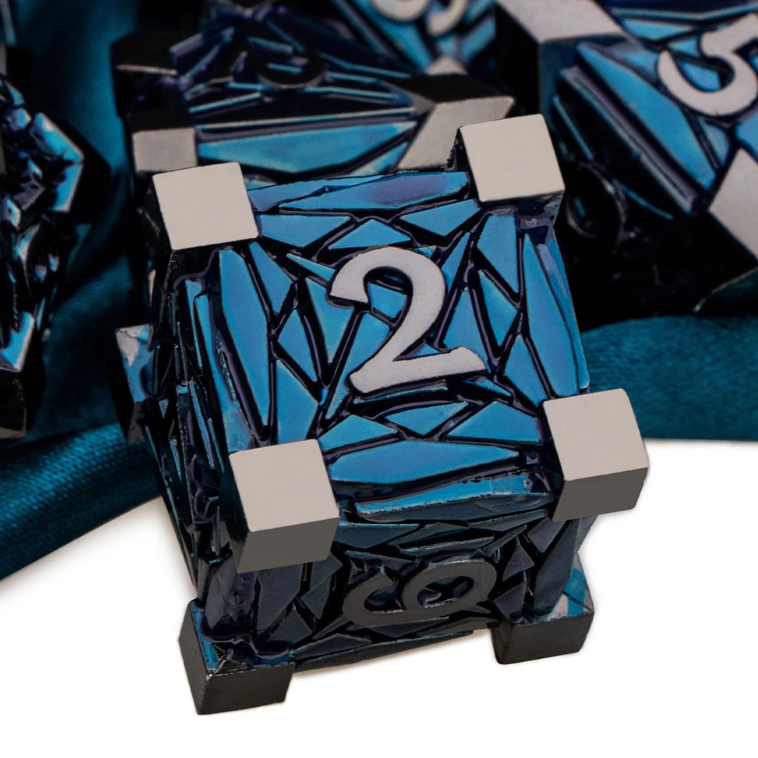 7PCS DND Metal Dice Set D&D Dungeon and Dragon RPG Polyhedral Black Nickel Blue D&D Dice for D20 D+D Rolling Game D and D Dice