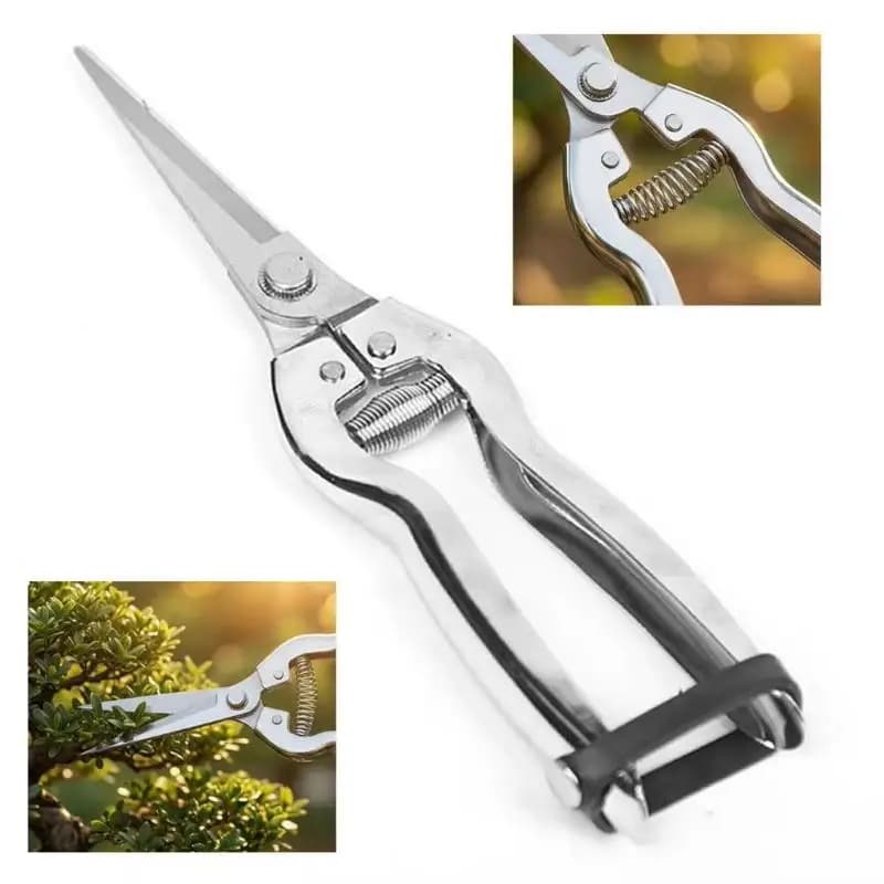 Stainless Steel Gardening Pruning Shears Spring Loaded Labor Saving Fruit Picking Branch Trimming Tool