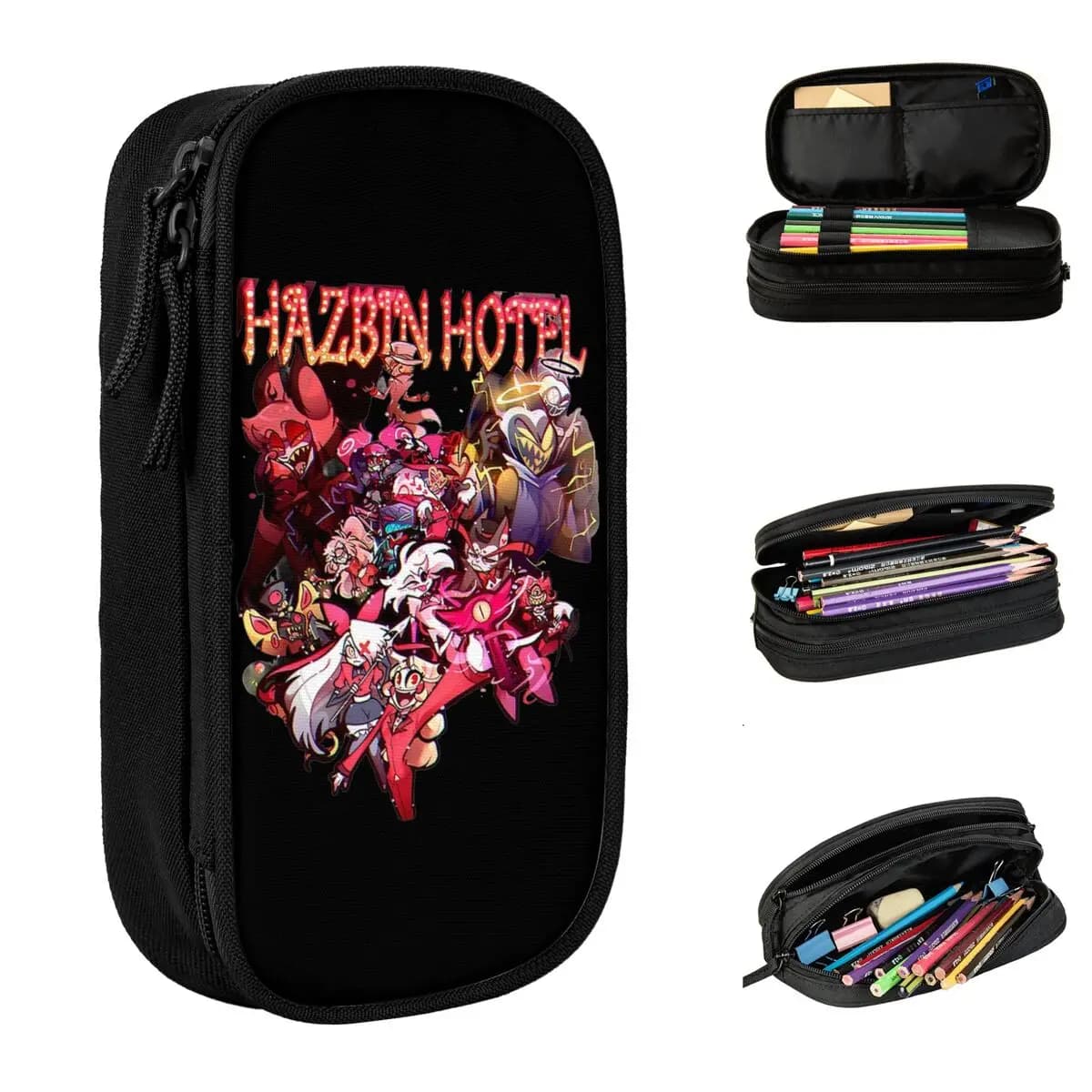 Astuccio per matite con personaggi Hazbins Simpatico portapenne anime Borse Ragazza Ragazzo Grande materiale scolastico per riporre regali Scatola per matite