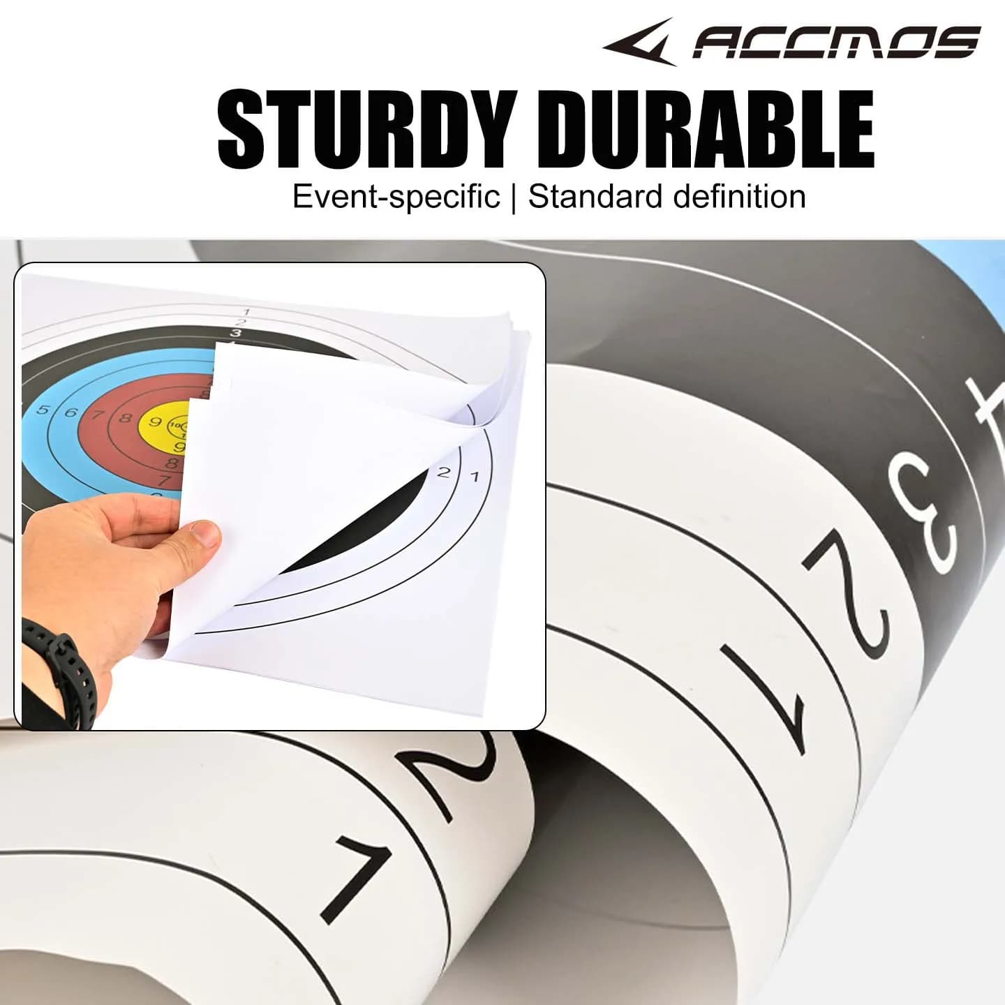 Bersaglio per Tiro con l'Arco a Forma di Anello 40/60/80cm, Carta Spessa con Stampa Opaca, Motivo Chiaro, Non Riflettente, per Competizioni