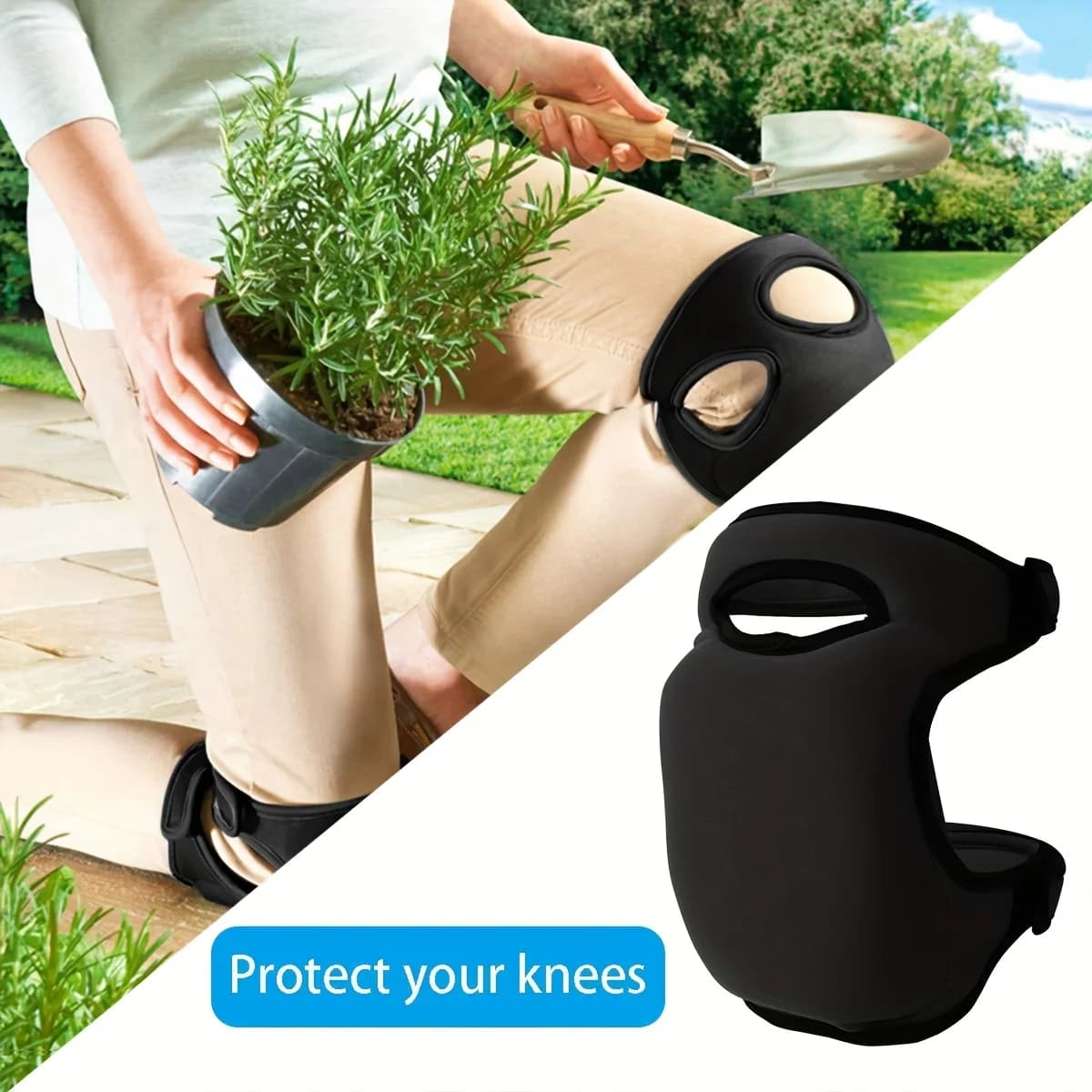 Ginocchiere da giardinaggio in memory foam extra spesse da 2 pezzi - Cinghia regolabile, protezione morbida e confortevole antiscivolo per diserbo, pulizia del pavimento