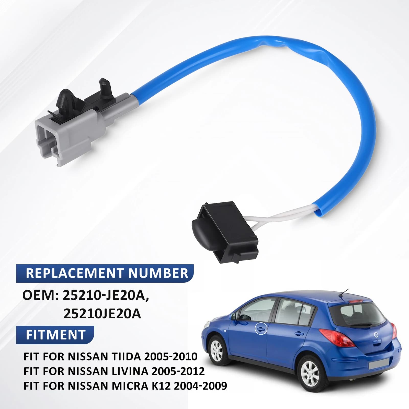 Maniglia per porta esterna Interruttore a pulsante sensore senza chiave intelligente 25210-JE20A per Nissan Livina Tiida 2005-2012 Micra K12 2004-2009