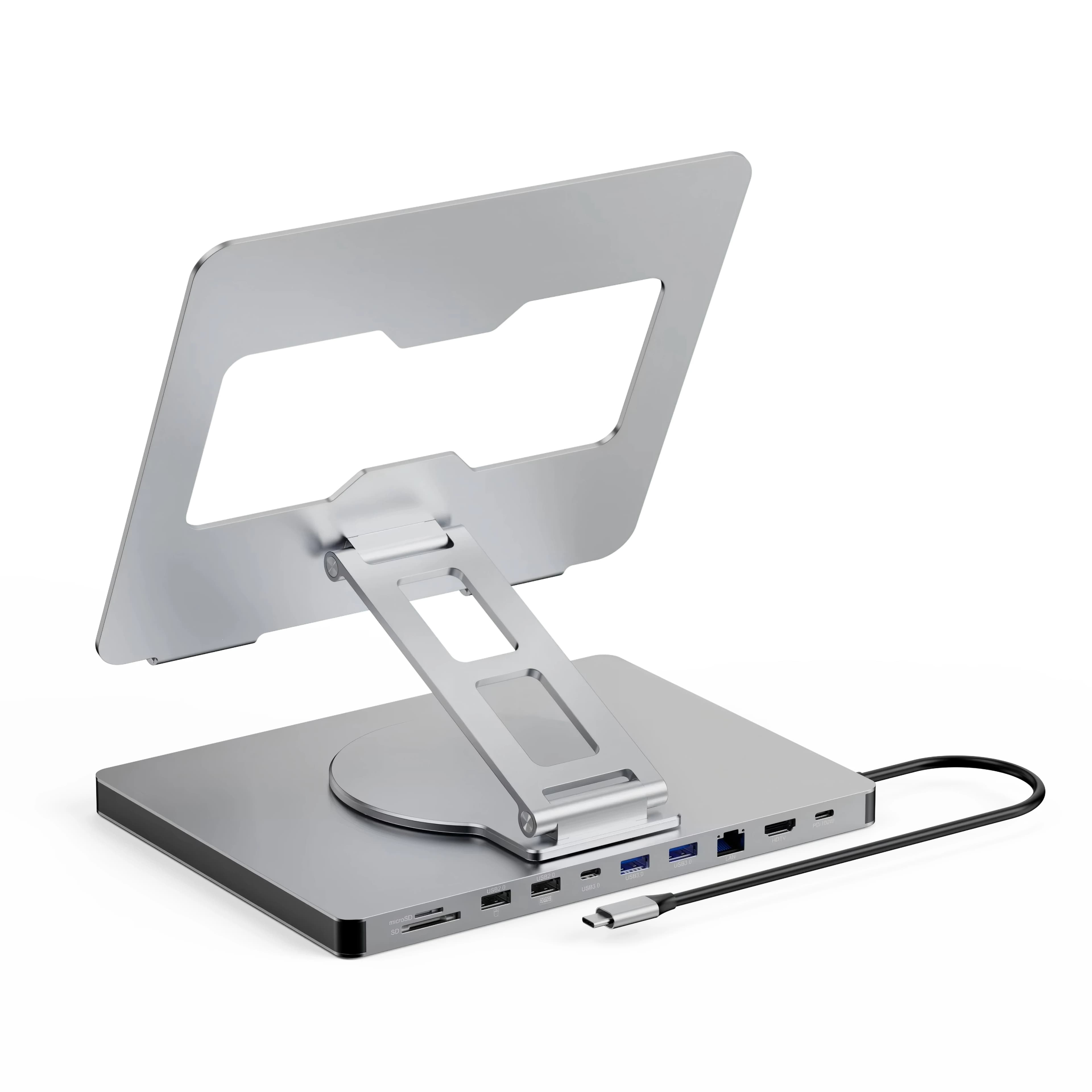 Adattatore USB C 10 in 1 in alluminio Docking Station Supporto per laptop Hub USB 3.0 tipo C con 4K 60Hz HDTV Gigabit Lan 100W PD