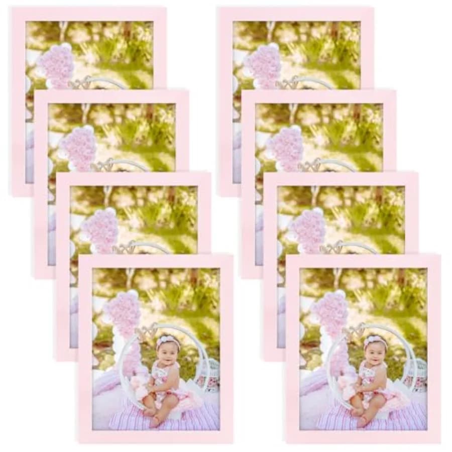 Set di 8 Cornici per Foto 8x10, Cornici Sottili da Parete o da Tavolo con Vetro in Plastica, Esposizione Orizzontale o Verticale