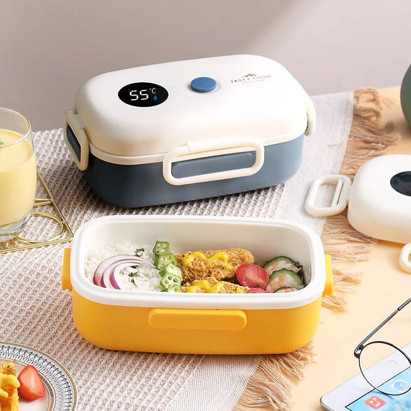 Display LCD della temperatura scatola per il pranzo isolata scatola per il pranzo ciotola fresca scatola per il pranzo elettrica portatile adatta per i viaggi all'aperto della scuola