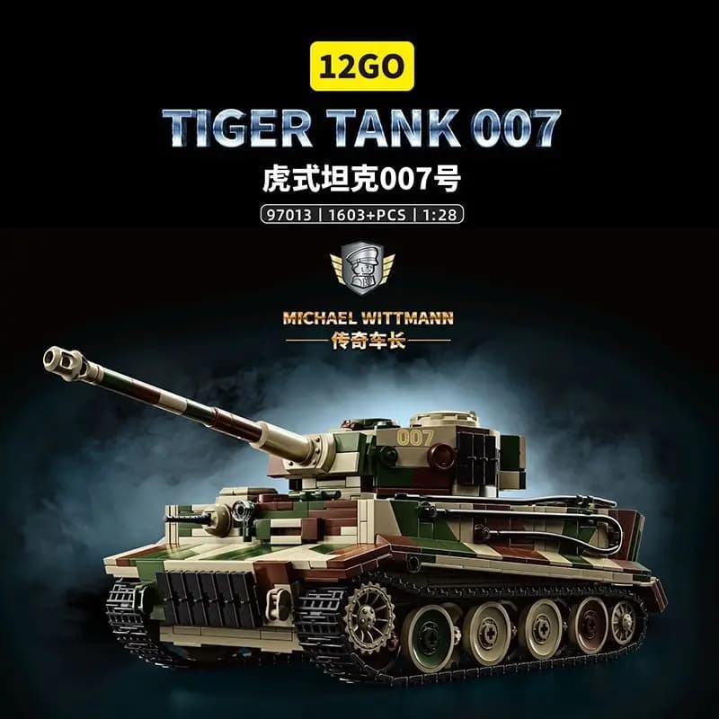 12GO Serie Militare 97013 Carro Armato Tiger - Modello 007 Set di Costruzioni Educative per Ragazzi come Regalo