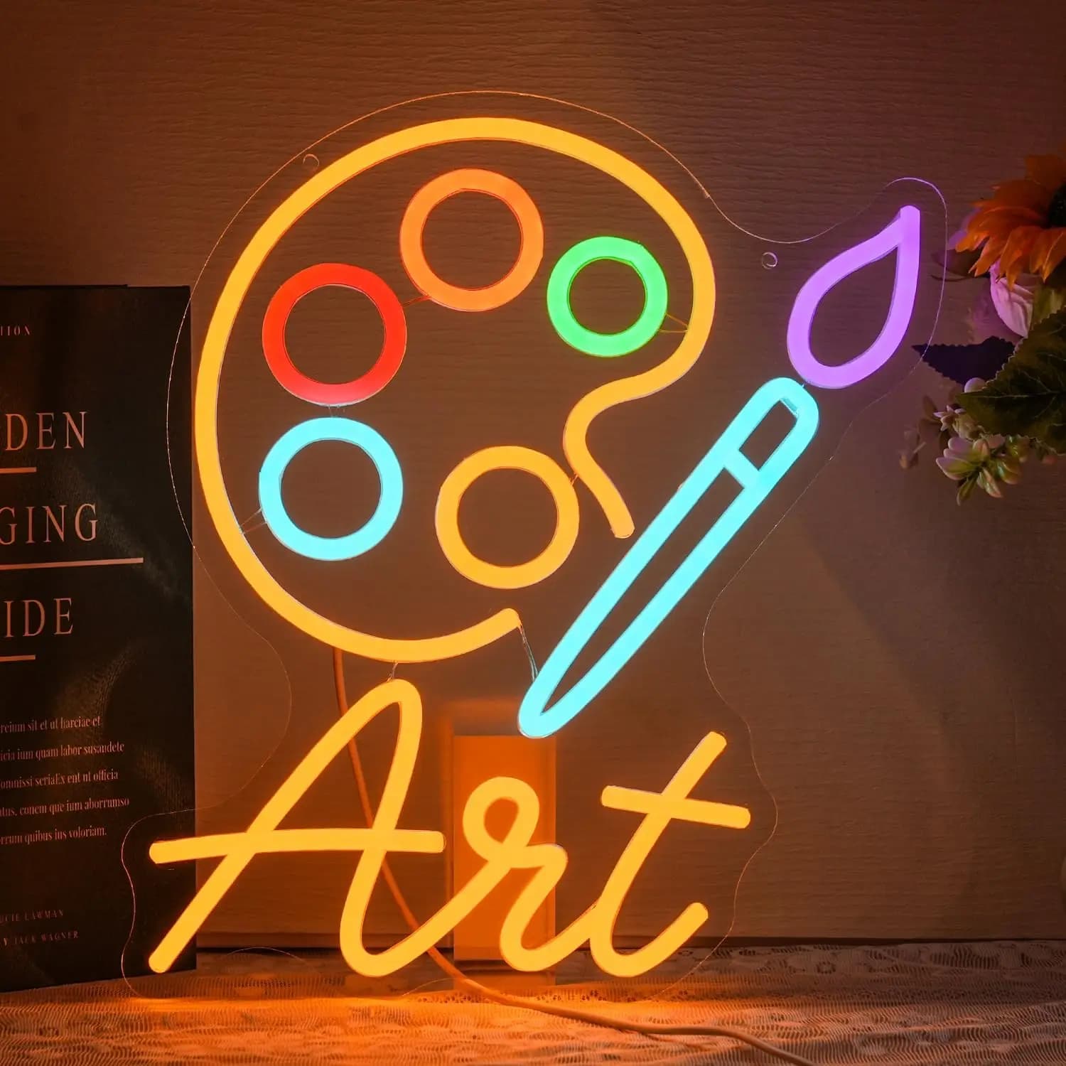 Insegna al Neon a Forma di Tavolozza per Decorazione Murale, Luce al Neon Colorata a LED per Camera da Letto, Aula, Studio d'Arte, Regali