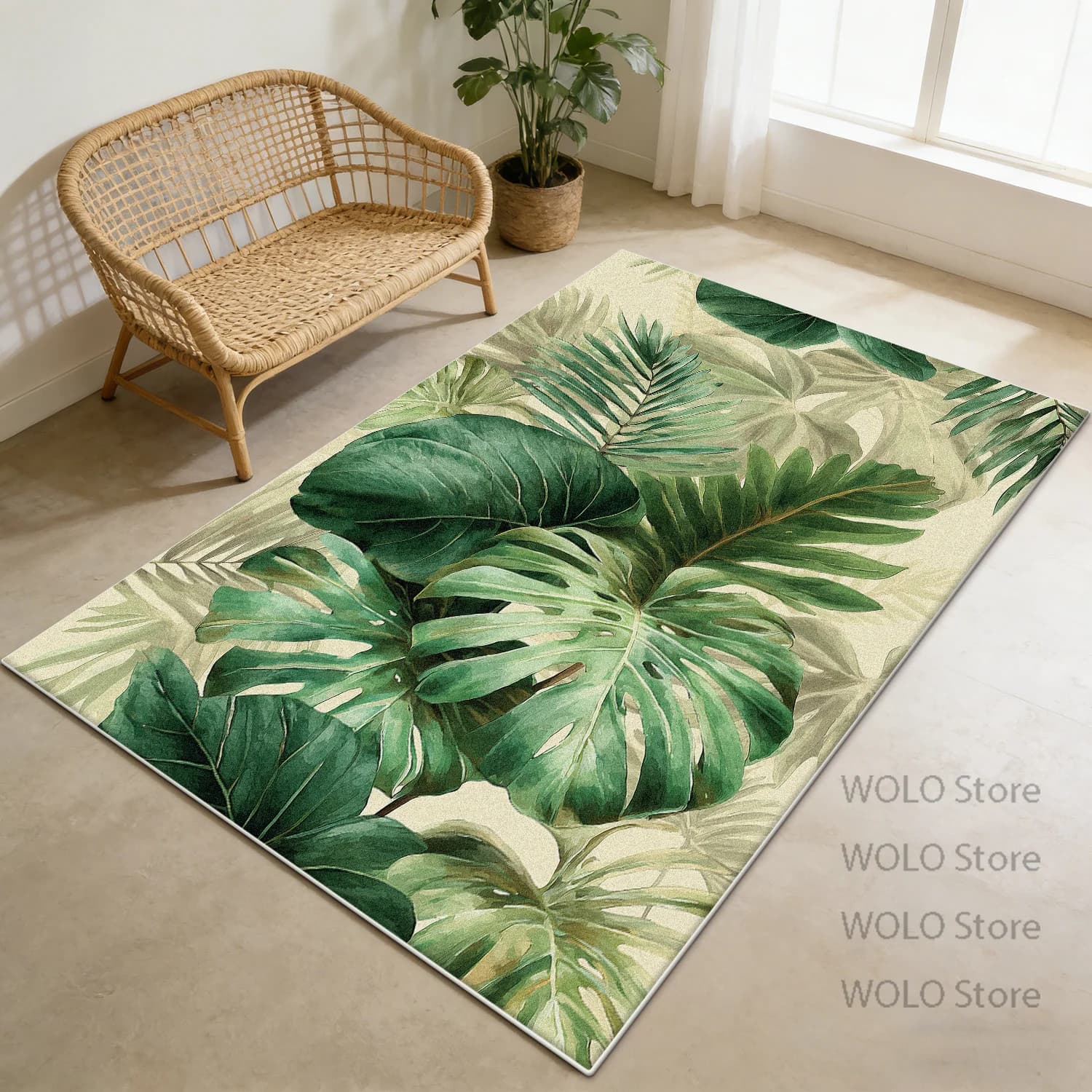 Tappeto con motivo a foglie e piante, lussuoso, per soggiorno, camera da letto, ingresso, tappetini antiscivolo, tappeto morbido per studio, decorazione per ufficio