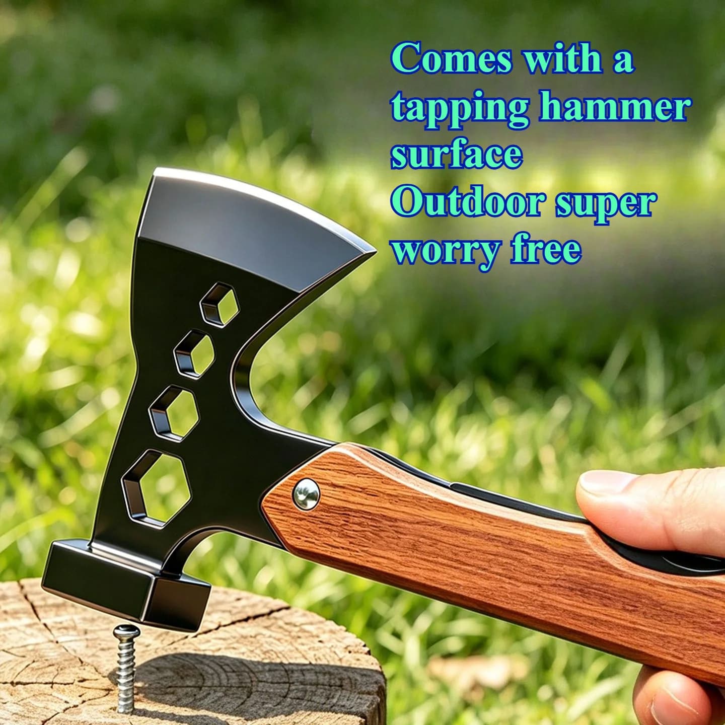 EDC Outdoor multifunctional axe escape hammer portable car mounted ground hammer integrated portable axe folding