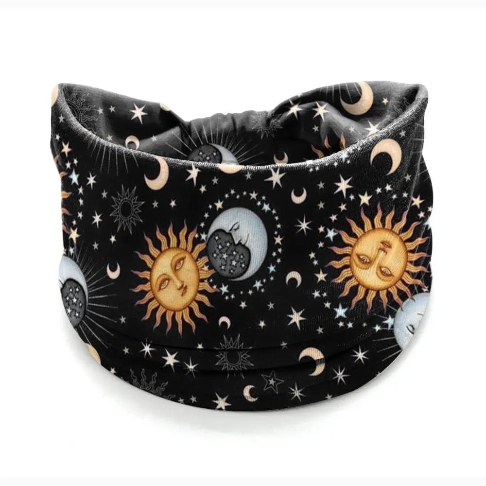 Nuove fasce elastiche larghe Boho Vintage Nodo stampato Foulard Stella stampata Sciarpa per capelli a tesa larga per ragazze