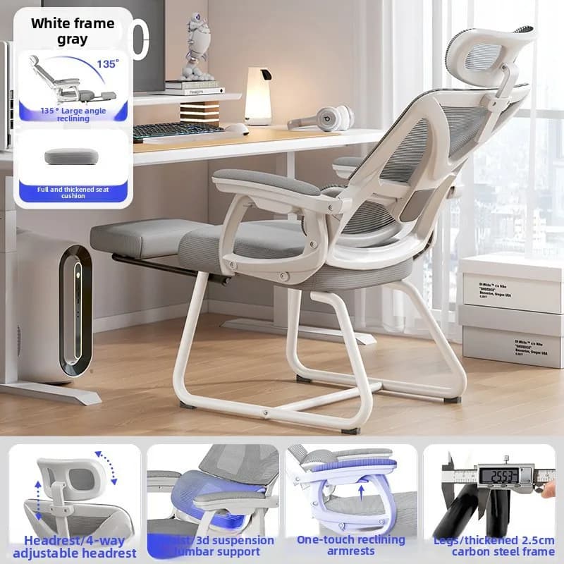 Sedia Ergonomica Stabile con Supporto per Piedi, Reclinabile, per Computer, Ufficio, Studio, Personale e Gaming