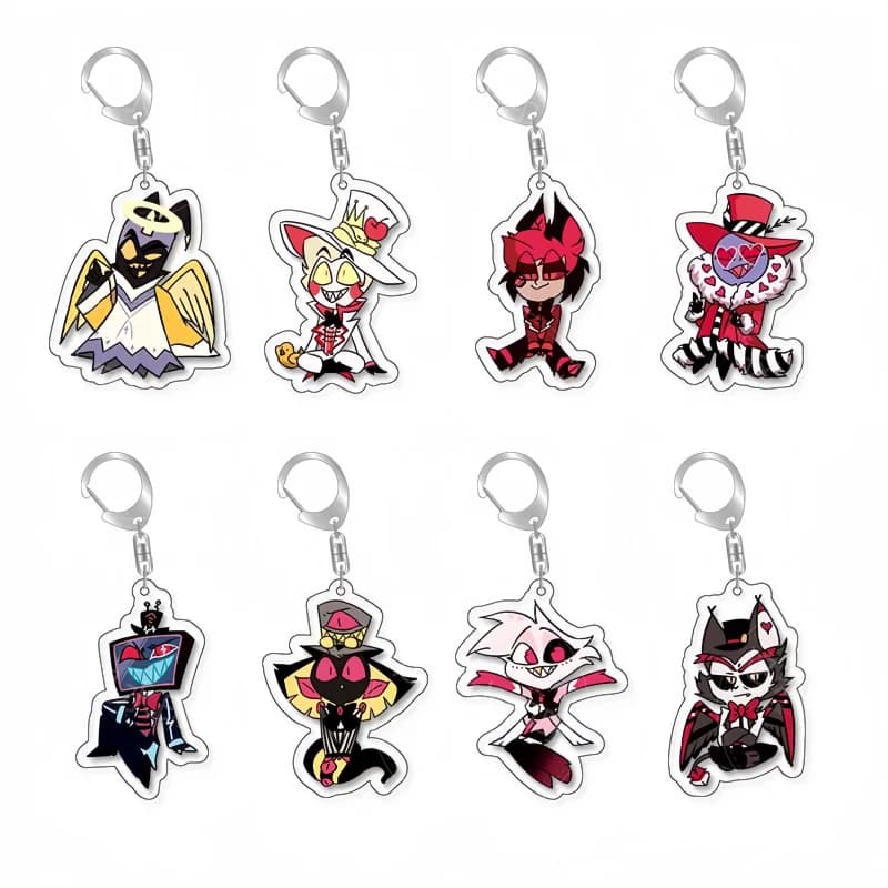 New Cartoon Anime Hazbin Hotel Charlie Morningstar Vaggie Alastor Husk Acrylic Key Chain Bag Pendant Decoration Key Ring Gift