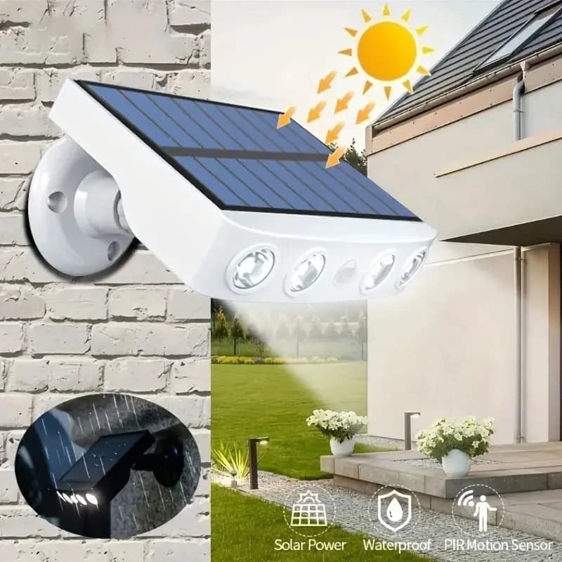 4 luci di sicurezza solari potenti a LED sensore di arredamento per esterni movimento 3 modalità lampada impermeabile da strada lampada da lavoro notturna da parete per giardino