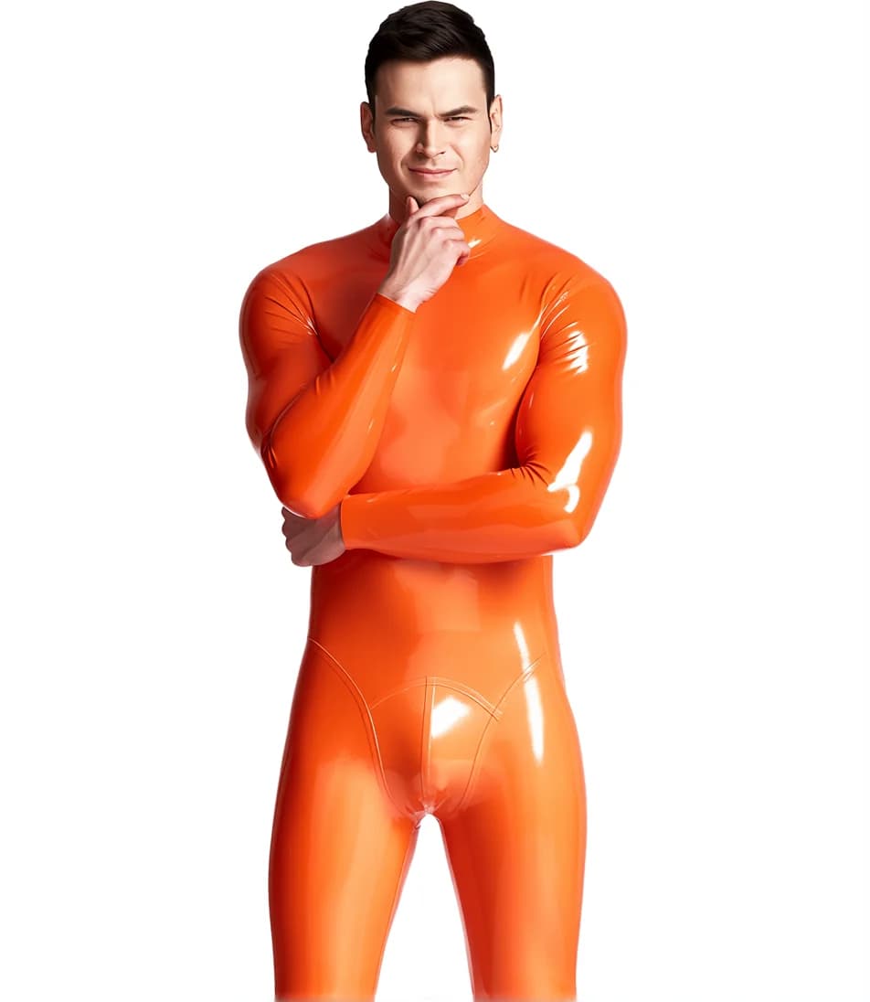 Customized Men Latex Catsuits Suits Standard With Back Zip Rubber Fetish Bodysuit Handmade Club wear