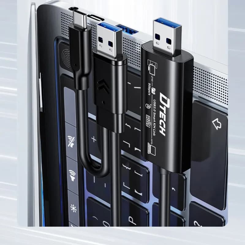 DTECH Computer to Computer USB Cable Data Transfer Cord USB3.0 to USB-C USB-A Smart KM Link Share Cable