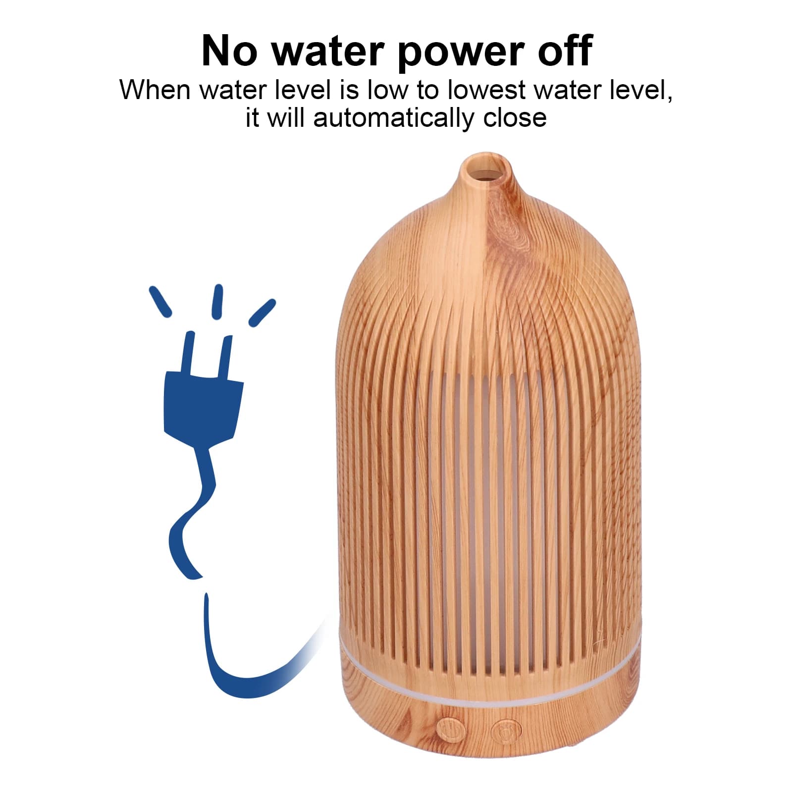 Mini umidificatore da 200 ml con luce notturna, diffusore di aromi alimentato tramite USB 5V, finitura effetto legno chiaro