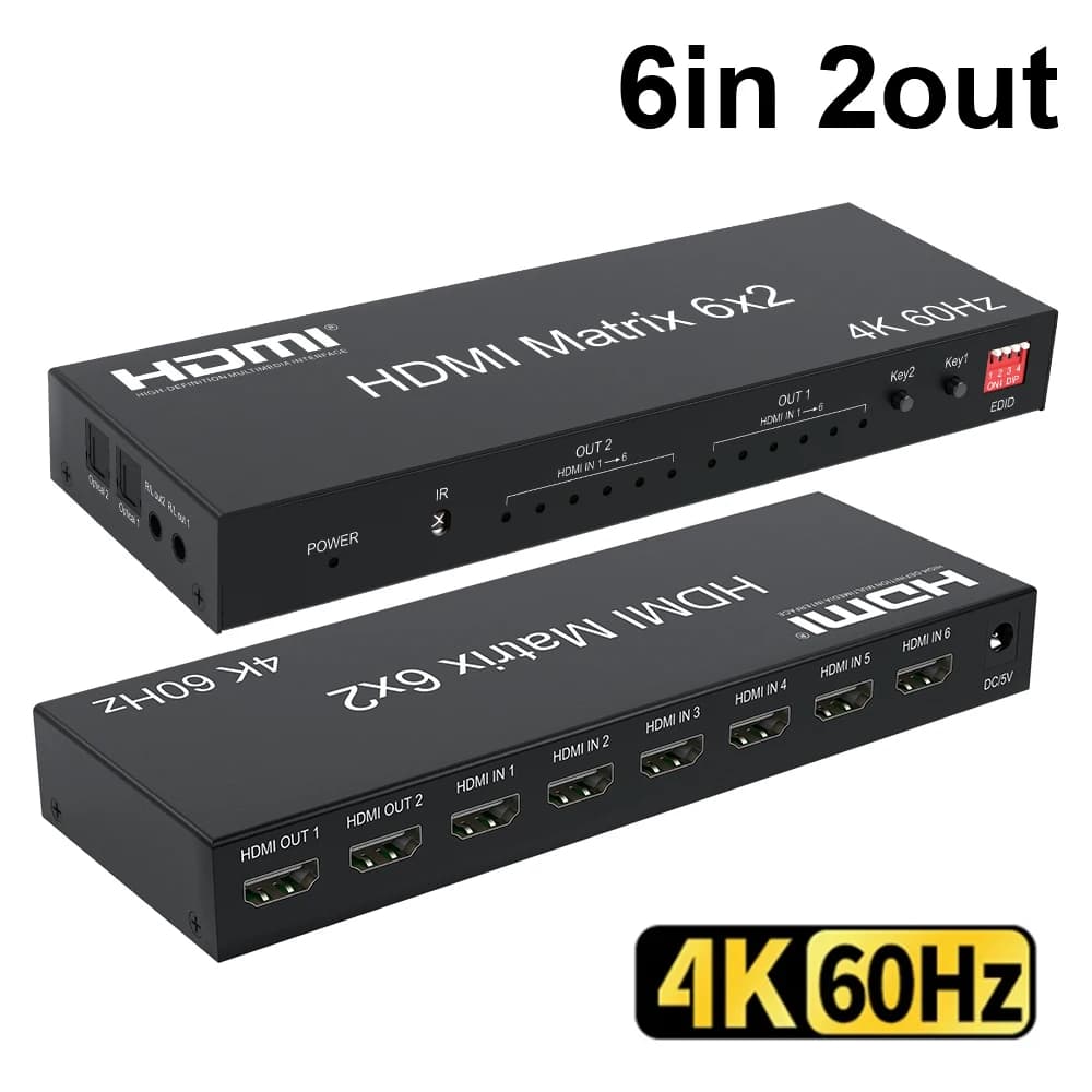 4K 60HZ 6x2 Controller per Video Wall HD 6in 2out per HMDI Matrix Switch Multi TV Screen Processor Splitter 1x4 1x5 1x6 2x2 2x4 2x6