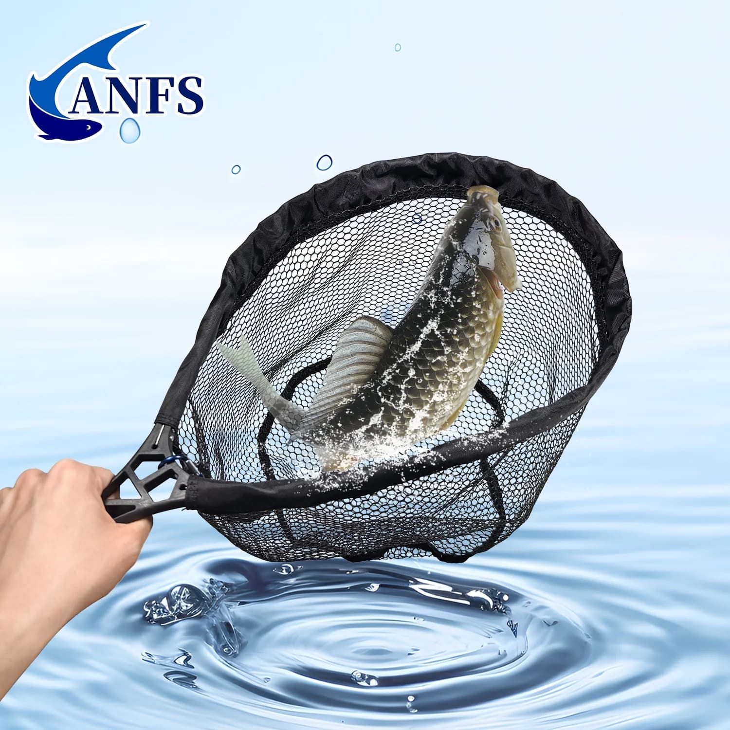 ANFS Fishing Landing Net, Fold-able Landing Trout Net, Rubber Coated Mesh Trout Net with Tackle Bag for Trout Bass