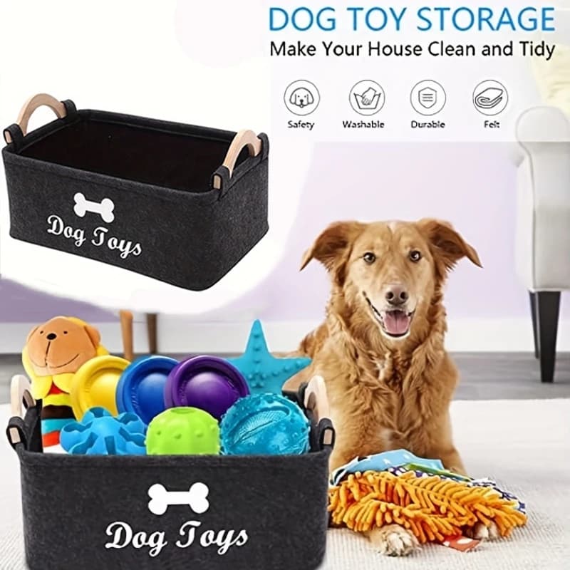 Spaziosa cesto portaoggetti per animali domestici: organizer pieghevole e versatile con manici robusti per giocattoli, vestiti e articoli per toelettatura per cani