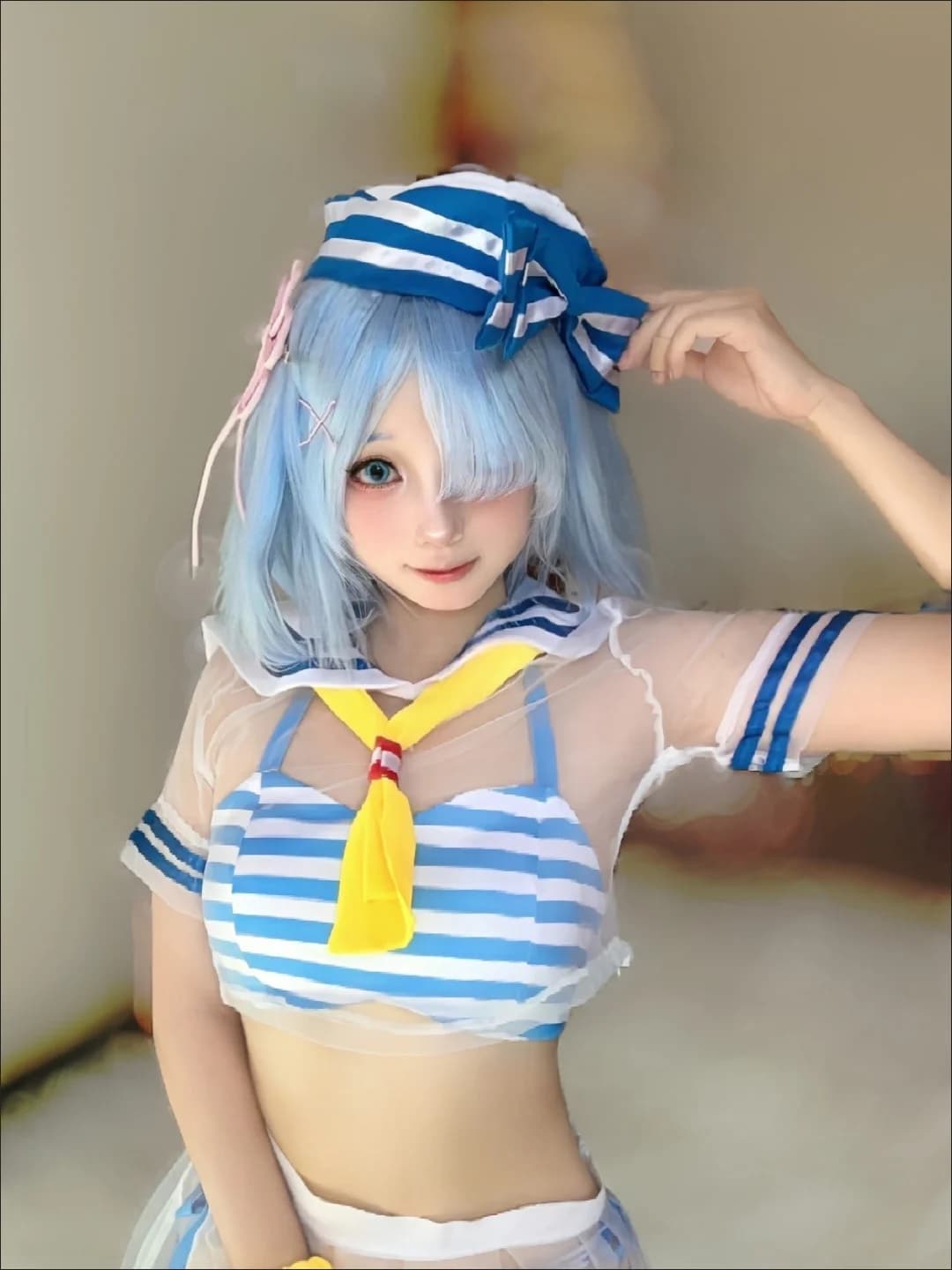 Re:Zero Rem Cosplay Costume - Cute Sailor Swimsuit & Swimwear Set for Anime Roleplay & Summer Party