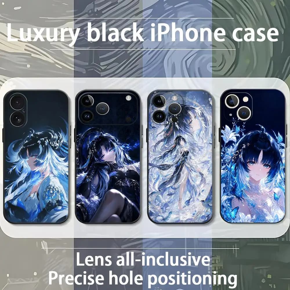 Wuthering Waves Yangyang Xuanling Phone Case For iPhone 17 air 16 e 15 14 13 12 11 Plus Mini Pro Max Soft black Cover