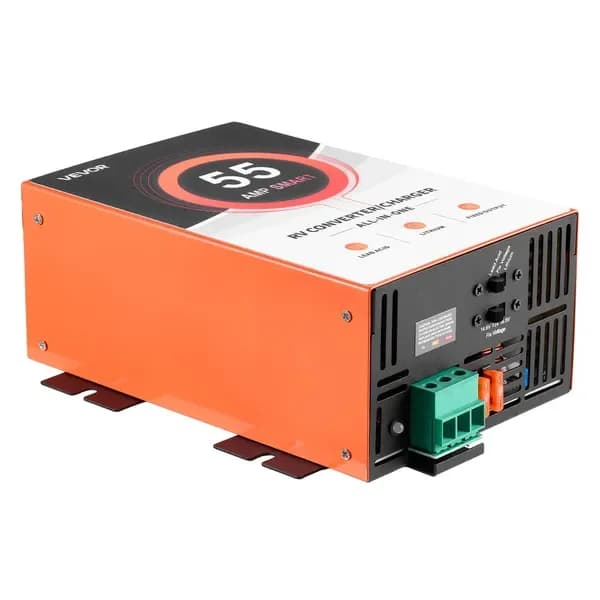 Convertitore di Corrente per Camper, 55 Amp, da 110V AC a 12V DC, Caricabatterie per Camper, Intelligente Multistadio