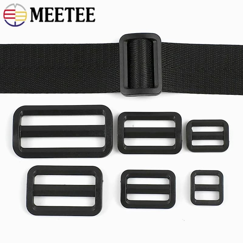 10-100 Pz 20-50mm Plastica Nera Regolare Fibbie Borsa Cinghia Collare per cani Tri-Glide Cursore Chiusura Gancio Tessitura Cintura Fibbia Accessori