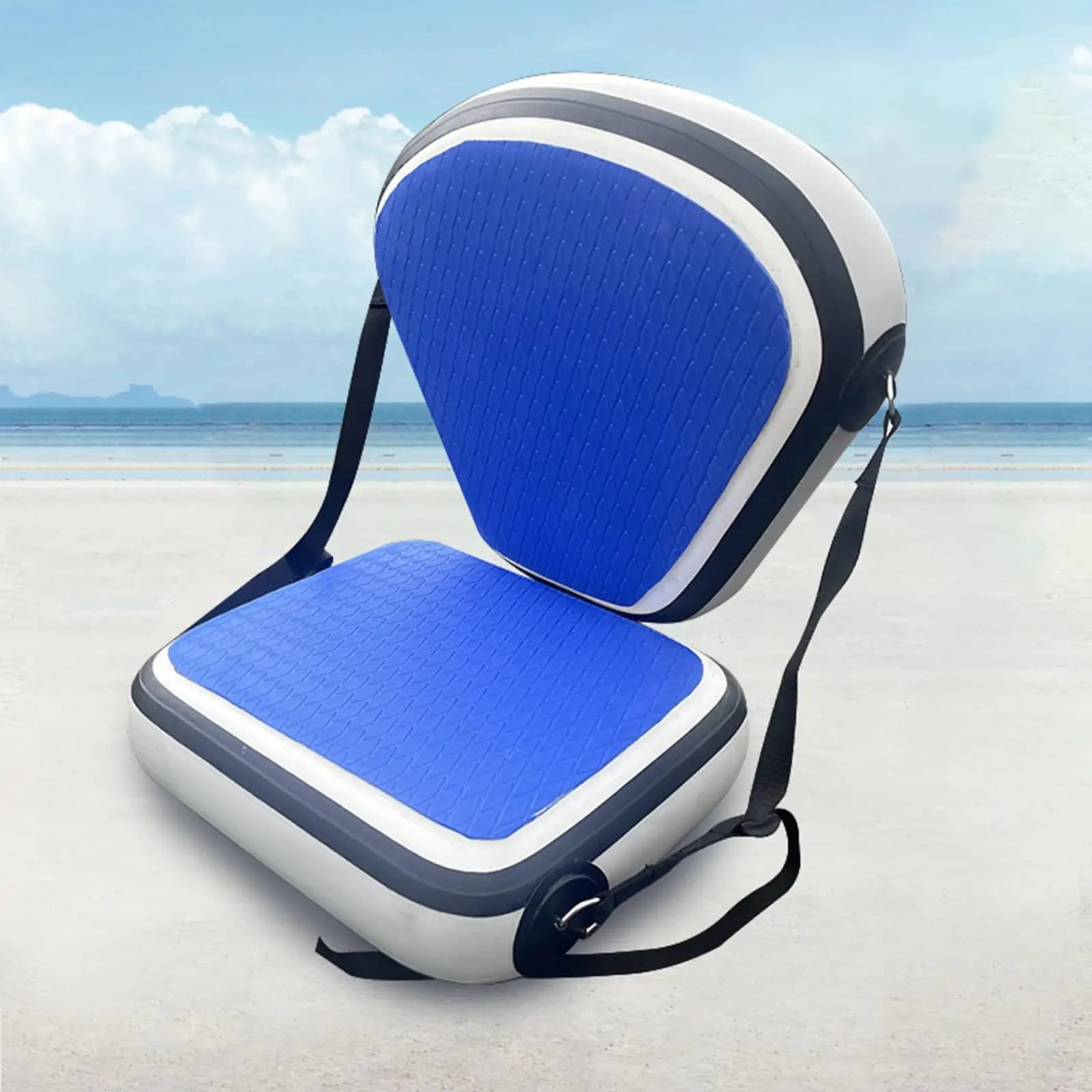 Sedile per Kayak Gonfiabile con Cinghia Regolabile, Cuscino Ergonomico per Barca in PVC con Schienale per Sport Acquatici