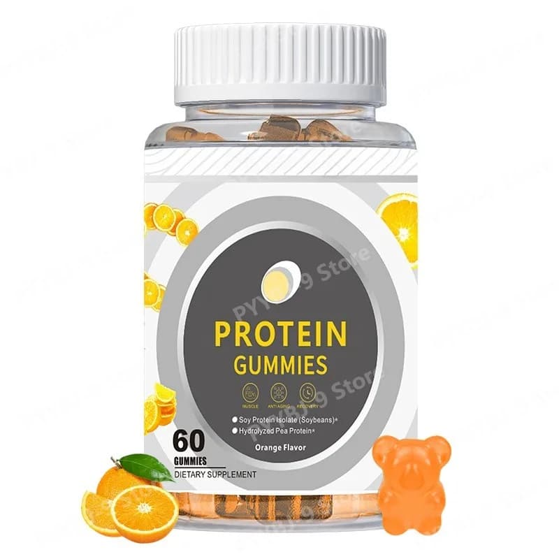 Caramelle Gommose Proteiche per Aumentare la Resistenza Muscolare, Integratore Vitaminico, Confezione da 60 Caramelle