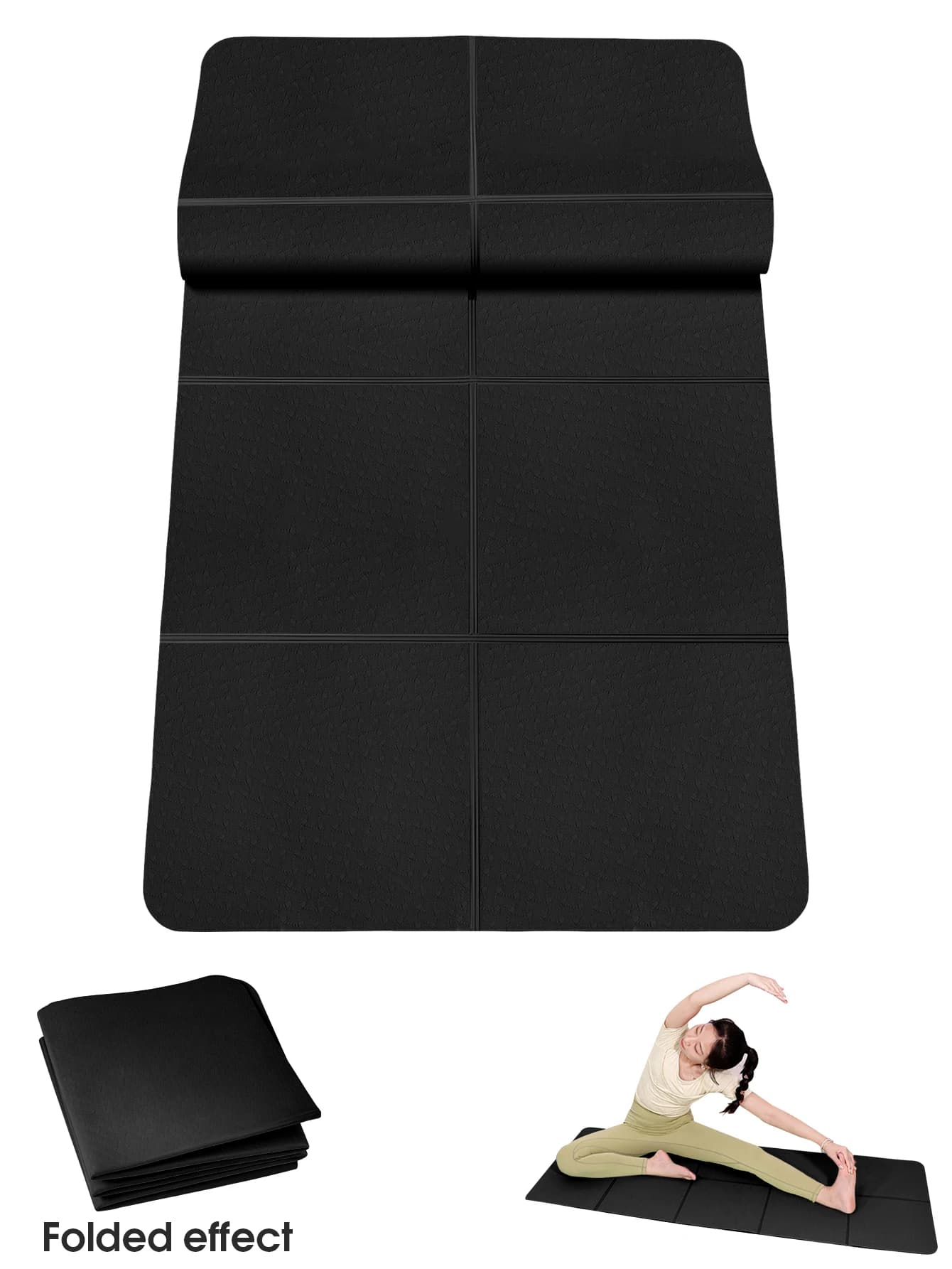 Foldable Yoga Mat in Ecological and Odour TPE, Portable Sports Bearing for Home, Travel, Yoga, Pilates and Indoor Exercises
