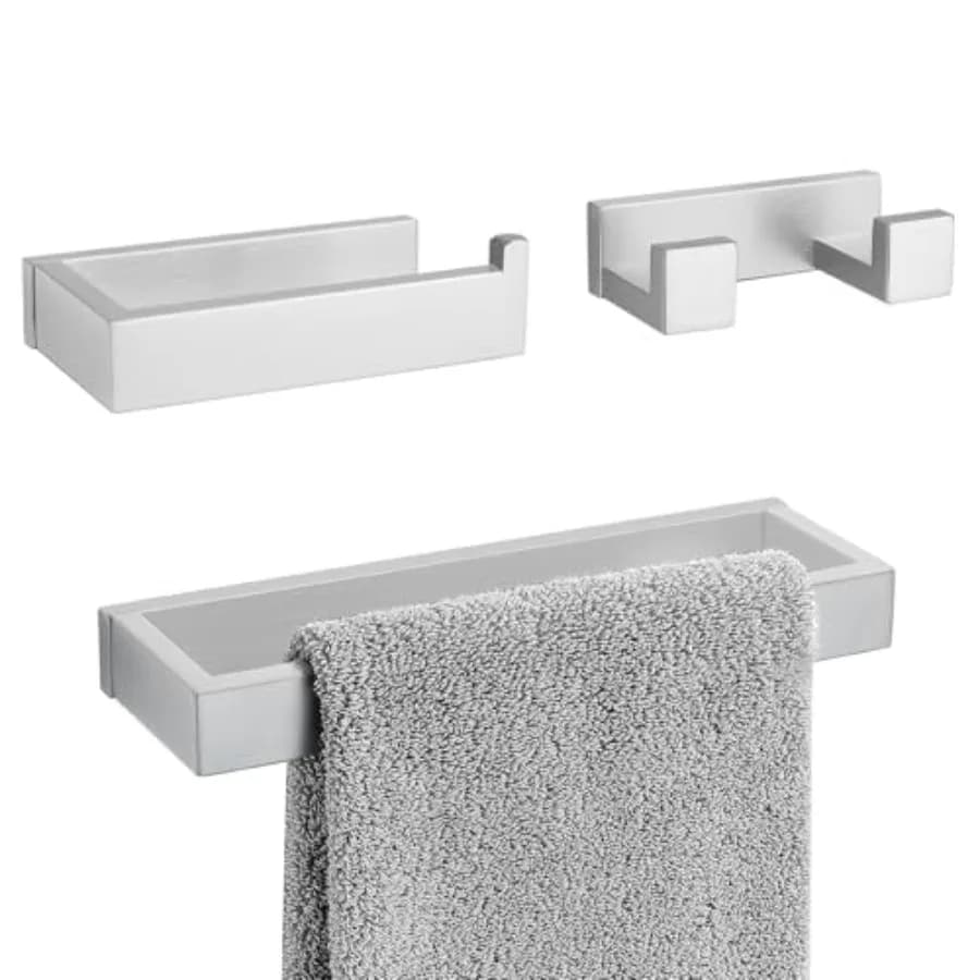 3 Pieces Bathroom Hardware Accessories Set, SUS304 Stainless Steel Towel Holder Set Towel Holder Robe Hook Toilet Paper Holder